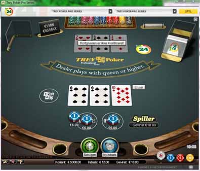 Poker Trey eller Three Card Poker - lær det her