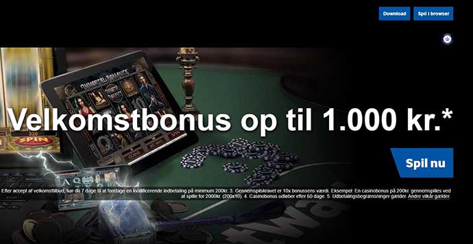 100,- til alle nye danske spillere via vores link