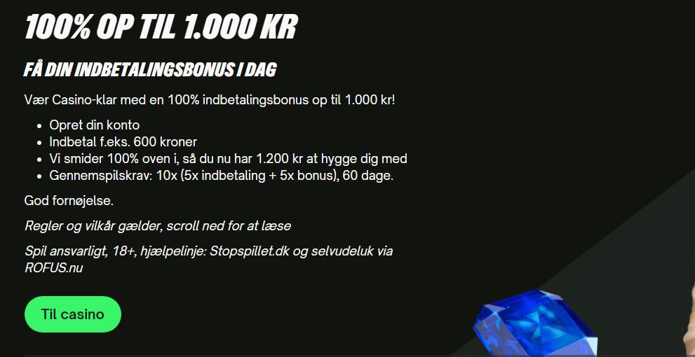 Vild bonus med lavt omsætningskrav